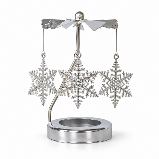 Silver Snowflake Spinning Tealight Carousel
