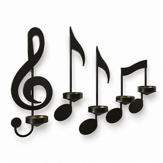 Musical Note Wall Candle Holder Set – 4 Piece