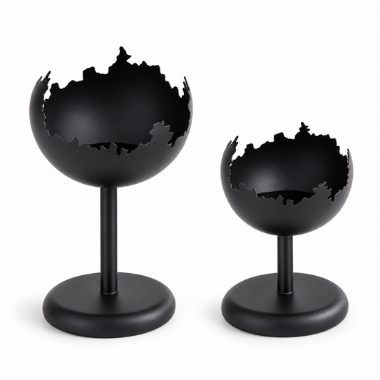 Black Globe Candle Holder Set – 2 Piece